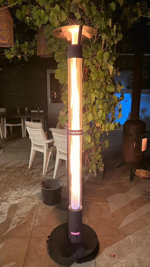 WOLFF BBQ Pellet Terrasverwarmer – 5 kW – Glazen Buis – Verrijdbaar - AANRADER