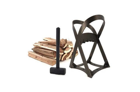 Houtklover +hamer +draagtas voor haardhout